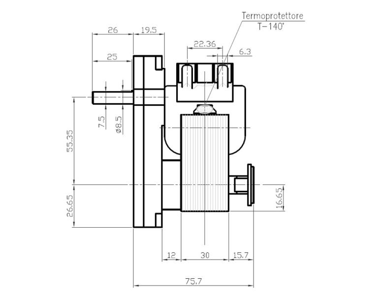 MOTORIDUTTORE KENTA mod. K9115101 albero diametro 8,5mm RPM 2,5 giri/minuto