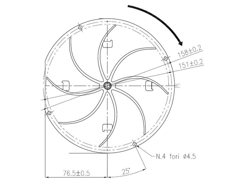 ESTRATTORE ASPIRATORE FUMI FANDIS VFC2C23 PALA ALLUMINIO H 31mm